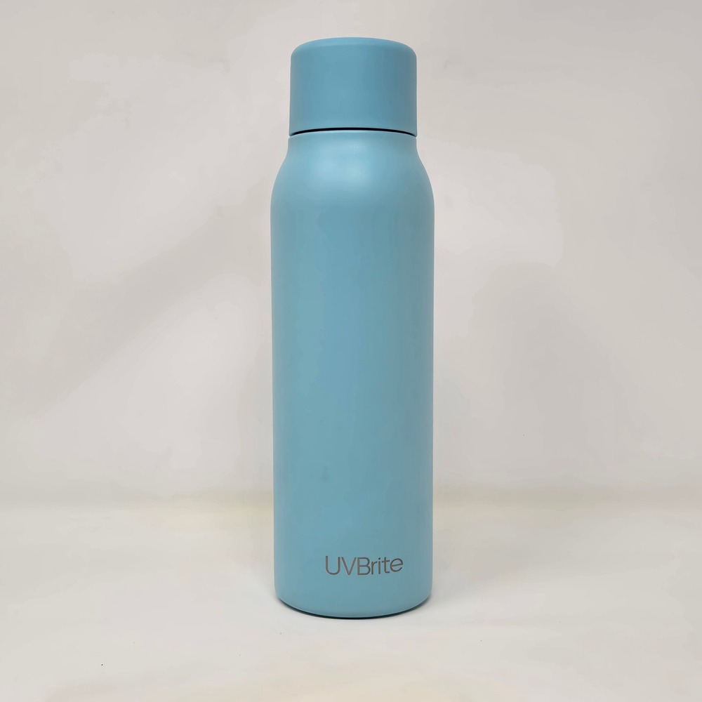 UVBrite Smart Water Bottle‎ Aqua Blue Stainless Steel Hydration Tracker